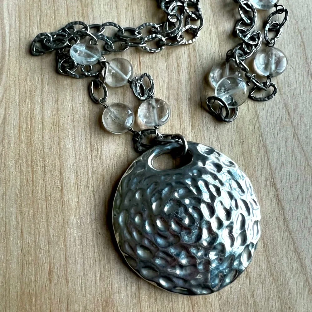 Simon Sebbag Sterling silver double strand chain necklace hammered silver